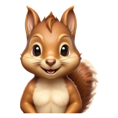 Cinematic Cheeky Squirrel Portrait Emoji, Head cocked to one side with a cheeky smirk and sparkling, impish eyes, featuring a compact, agile form with a luxuriously bushy tail and perky ears, Simplified yet remarkably expressive features, highly detailed, glowing with a playful, golden glow, high shine, mischievous and lively, stylized with an air of woodland naughtiness, soft glowing outline, capturing the essence of a cheeky squirrel that seems poised to leap out of the screen with a fun-loving attitude! sticker