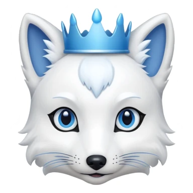 a artic Fox head with a small, thin, dark blue crown, light blue eyeliner, and blue eyes sticker