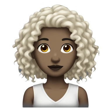Goth girl with light skin tone, black eyes, and a black curly mullet sticker