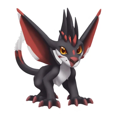 Black Cool Edgy Anthro Noivern-Nargacuga Fakémon  with White and Red Edgy markings sticker
