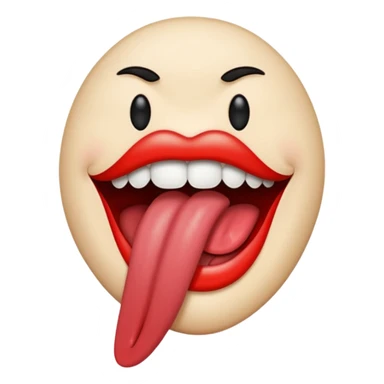 a mouth with its tongue sticking out, referencing the Rolling Stones album sticker