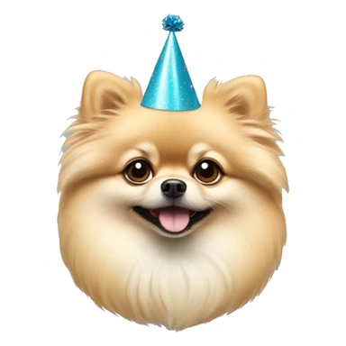 Creme pomeranian With party hat  sticker