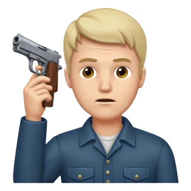 Mann hält sich eine Pistole an den Kopf  sticker