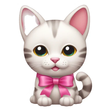 Cute cat with pink ribbon on head  sticker