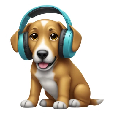 dog with headphones  sticker