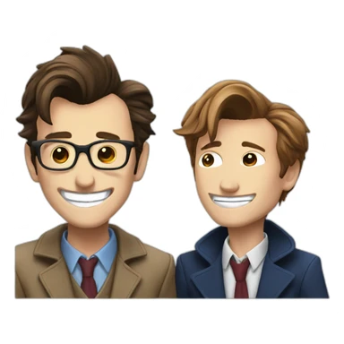 10th Doctor laughing with 11th Doctor  sticker