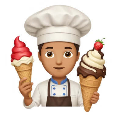 Male Chef with giant ice cream cone sticker