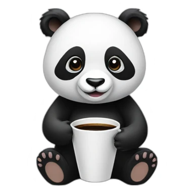 panda with a cup of coffee wearing a headset sticker
