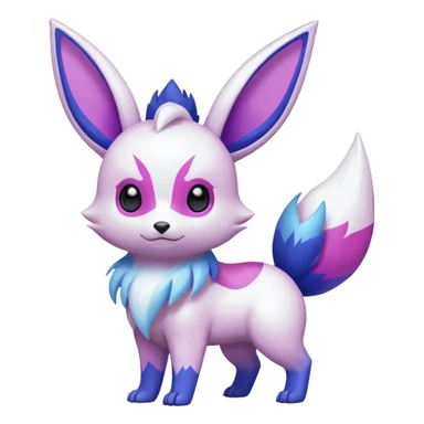 Shiny iridescent White with Violet and Indigo and pink markings Eevee-Zangoose-Pokémon-Digimon-Fakémon-fusion-hybrid-creature sticker
