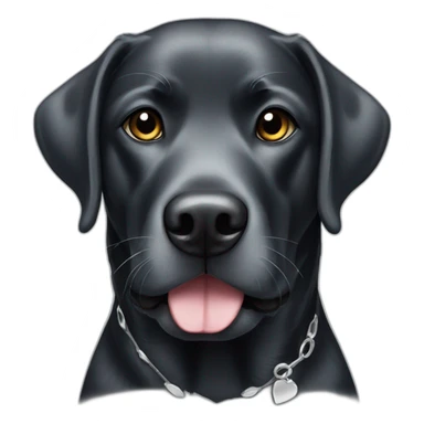 black Labrador portrait with silver patches and one black eye patch sticker