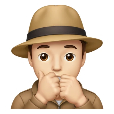 Dude with hat cover his mouth with a fist sticker