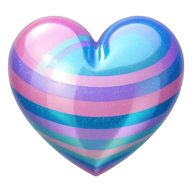 glitter heart with pastel stripes sticker