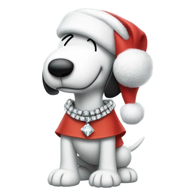 Snoopy with a Christmas hat and diamond chain sticker