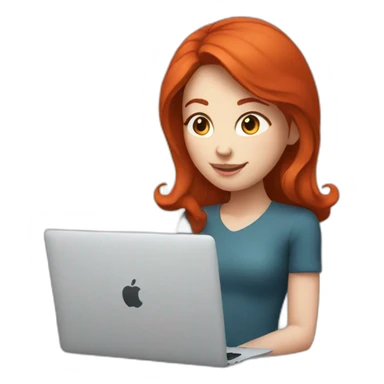 Girl with red hair and white skin hold macbook sticker