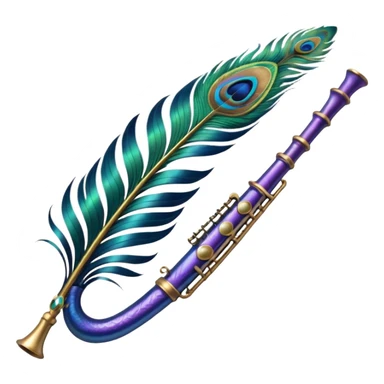 Peacock feather flute sticker