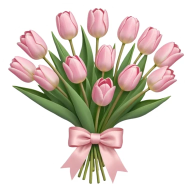 very pale pink tulips bouquet with light pink bow sticker