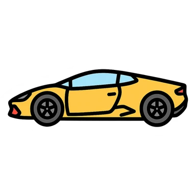 Lamborghini car, side view, black outlines, yellow body sticker