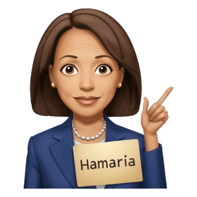 Kamala Harris but she bald and has a sign that says “Kamala hairless” sticker