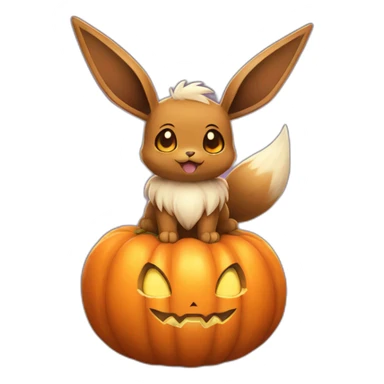 eevee pokemon style holding halloween pumpkin sticker