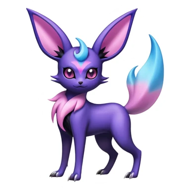 Shiny Exotic Badass Magical Ethereal Royal Mysterious Gothic Noibat-Espeon-Umbreon-Sylveon-Pokémon-Fakémon-hybrid-creature (full body) with horns sticker