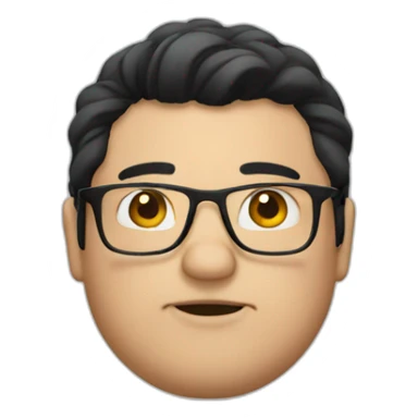 white fat man black hair glasses sticker