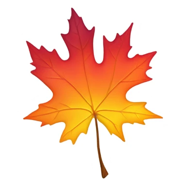 Orange, red, burgundy and yellow gradient Autumn Maple leaf  sticker