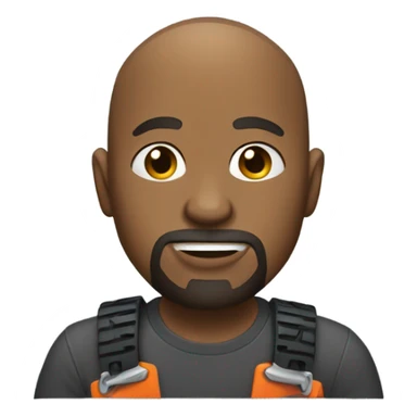 Bald black man with goatee using a chainsaw  sticker