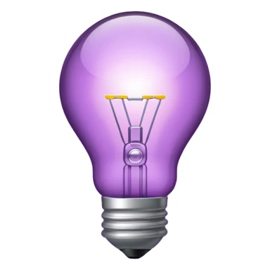 Create a glowing light bulb icon in shades of purple. Convey ideas and innovation. Keep it simple and clear. sticker