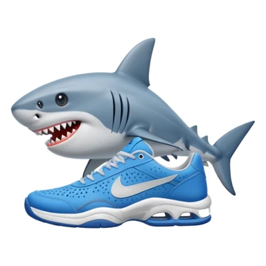 Shark with blue tennis shoes  sticker