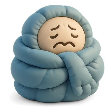 plush face bundled in scarf, shivering, cold weather sticker