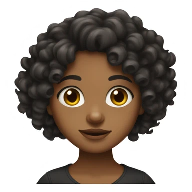 medium skin Girl with curly black hair being creative sticker
