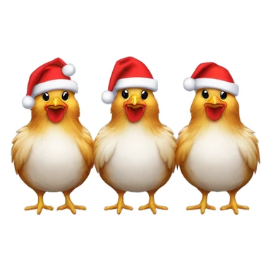 Three multi-coloured chickens wearing Santa hats. sticker