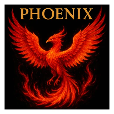 make image of phoenix with title, black background sticker