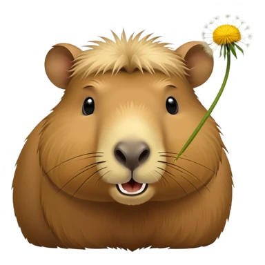 Simple Capybara face with dandelion in its mouth sticker