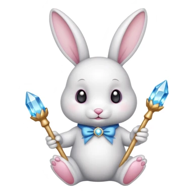 White bunny with wand and with cristals sticker