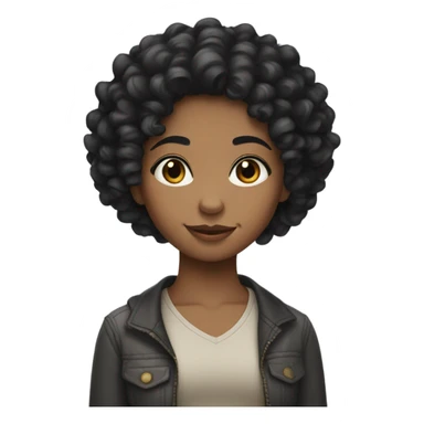 Curly hair girl black hair and white skin sticker