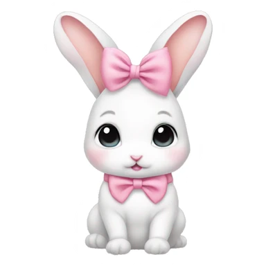 Baby bunny with coquette bow on ear sticker