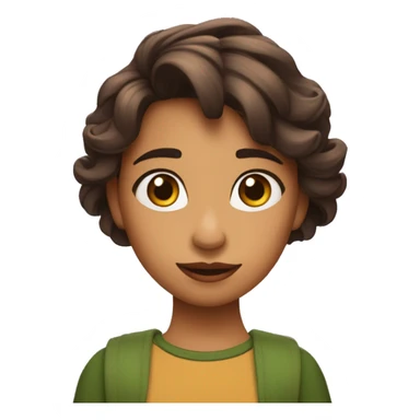 Chica estilo Pixar con pelo castaño oscuro,con un rodete,ojo verdes ,anteojos lila,dando like en Instagram  sticker