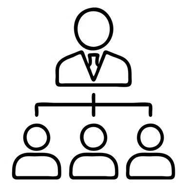 Business owner employer with employee organizational chart sticker