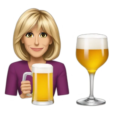 Je voudrais une image de Brigitte Macron, avec un verre de bière à la main sticker