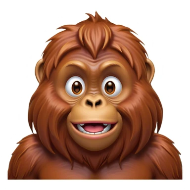 Cinematic Comical Orangutan Portrait Emoji, Head tilted dramatically with an exaggeratedly shocked expression, featuring a robust, animated face with wide, comically expressive eyes full of humorous disbelief, Simplified yet hilariously expressive features, highly detailed, glowing with a slightly sassy glow, high shine, dramatic yet playful, stylized with an air of quirky jungle attitude, soft glowing outline, capturing the essence of a meme-worthy orangutan that looks ready to side-eye its way into viral fame! sticker