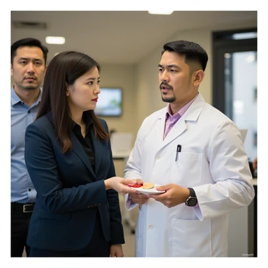 professional illustration of a client with posture problems receiving advice about insoles from a doctor, client looks perplexed, 2:3 aspect ratio sticker