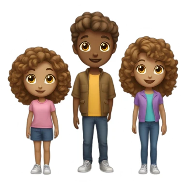 3 siblings 1 boy 2 girls  sticker