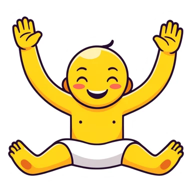 Emoji laying on stomach smiling with hands on dace and feet in air sticker
