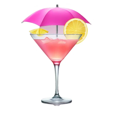 Cocktail with pink umbrella and lemon slice sticker