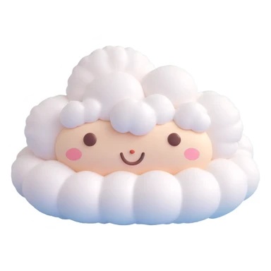 cute round pişmaniye sweet, fluffy cloud-like appearance, subtle thread details sticker