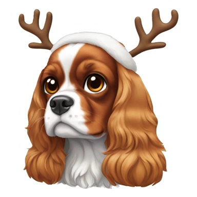 Cavalier King Charles spaniel wearing reindeer ears sticker