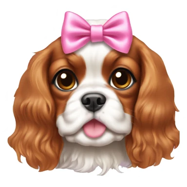 cavalier king charles spaniel puppy with pink bow sticker