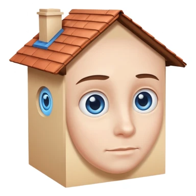 head in the shape of a house, cartoon roof sticker