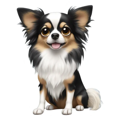 Long-haired black and white chihuahua sticker